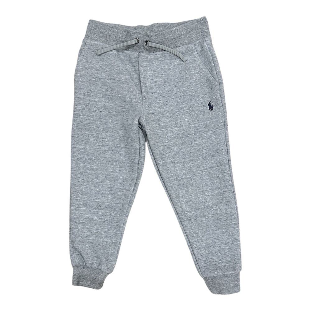 Polo Ralph Lauren Gray Joggers Sweatpants 4 / 4T Navy Pony Logo Drawstring Pants